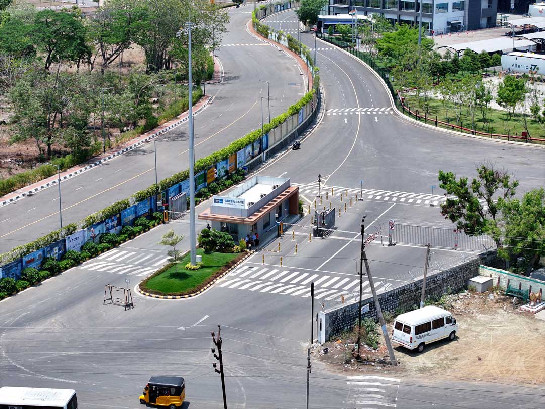 Greenbase Palur - Oragadam access road and entry gate