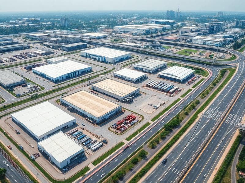 Logistics facility representing on-time project delivery