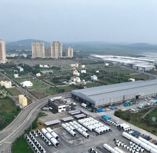 Industrial park with surrounding community infrastructure
